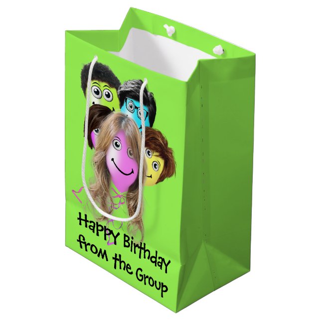 Funny People Birthday Balloons Mittlere Geschenktüte (Vorderseite Schrägansicht)