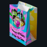 Funny People Birthday Balloons Mittlere Geschenktüte<br><div class="desc">Balloons mit Lächeln,  Augapfel und Haaren auf fließendem abstraktem Hintergrund zum Geburtstag. Text ist bearbeitbar.</div>