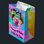 Funny People Birthday Balloons Mittlere Geschenktüte<br><div class="desc">Balloons mit Lächeln,  Augapfel und Haaren auf fließendem abstraktem Hintergrund zum Geburtstag. Text ist bearbeitbar.</div>