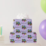 Funny People Birthday Balloons on Doons Geschenkpapier<br><div class="desc">Balloons mit Lächeln,  Augenballen,  Brillen und Haaren auf einem lila und weißen Polka Dottern aus der Gruppe.</div>