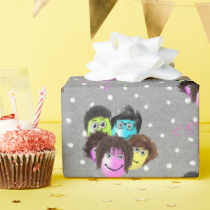 Funny People Birthday Balloons on Polka Dots Geschenkpapier