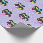 Funny People Birthday Balloons on Polka Dots Geschenkpapier<br><div class="desc">Balloons mit Lächeln,  Augenballen,  Brillen und Haaren auf einem lila und weißen Polka Dottern Muster.</div>