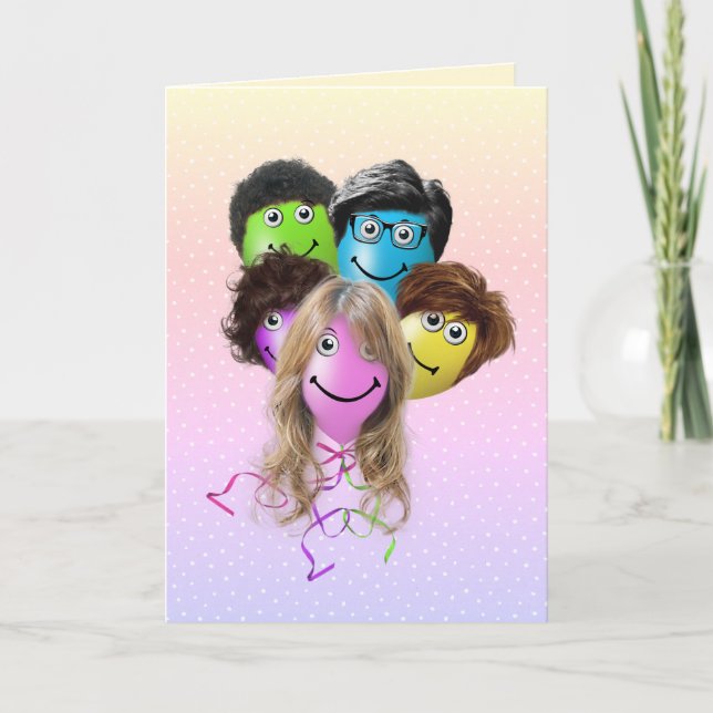 Funny People Birthday Party Balloons Karte (Vorderseite)