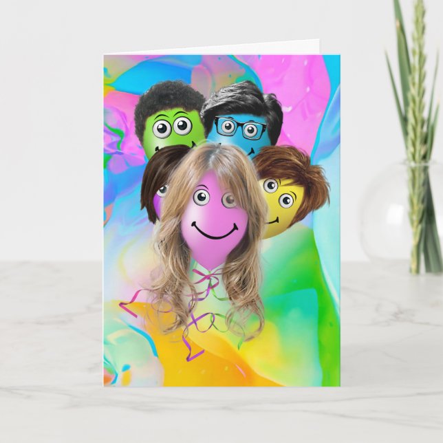 Funny People Birthday Party Balloons Karte (Vorderseite)