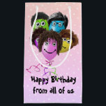 Funny People Birthday Party Balloons Kleine Geschenktüte<br><div class="desc">Balloons mit Lächeln,  Augenballen,  Brillen und Haaren auf Polka Dot Hintergrund zum Geburtstag. Text ist bearbeitbar.</div>