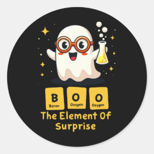 Funny Periodic Table Chemistry Ghost Nerd Boo Hall Runder Aufkleber