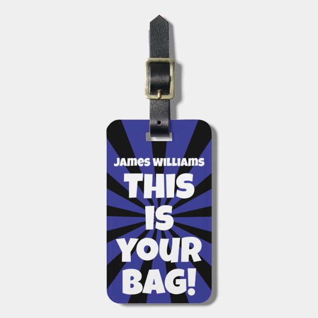 Funny Personalisiert Bag Achtung Blue Reise Gepäckanhänger (Vorderseite vertikal)