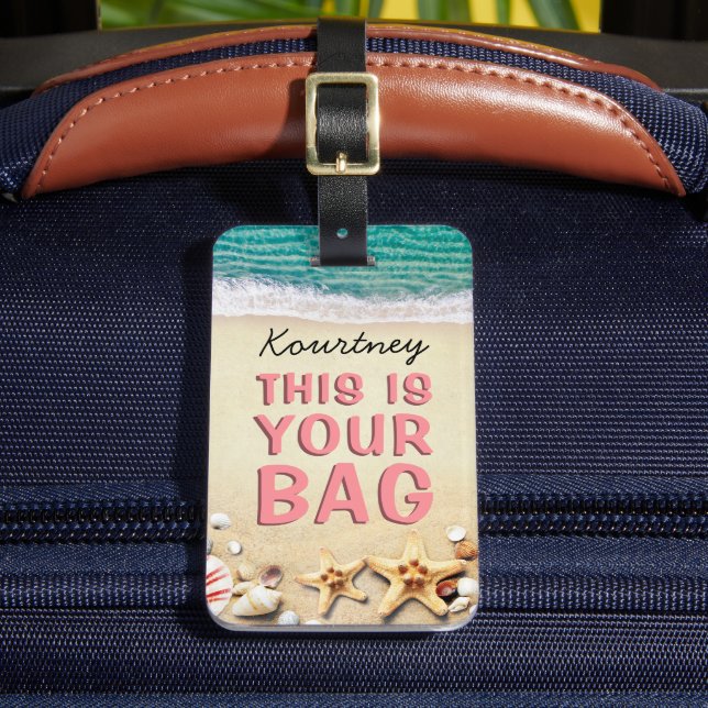 Funny Personalisiert Beach Summer Bag Achtung Gepäckanhänger (Vorderseite Insitu 2)