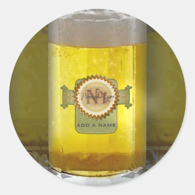 Funny Personalisiert Beer Glass Runder Aufkleber (Vorderseite)
