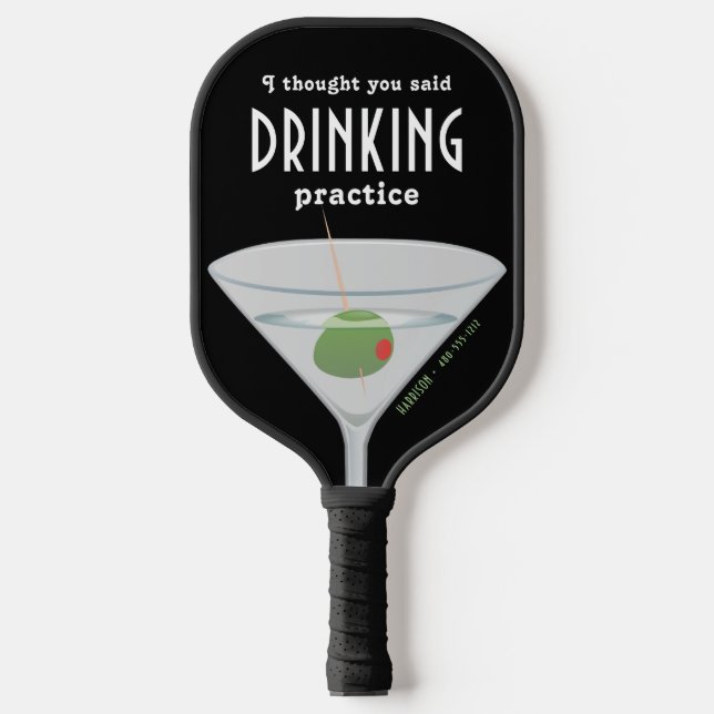 Funny Personalisiert Drink Martini Pickleball Schläger (Vorderseite)