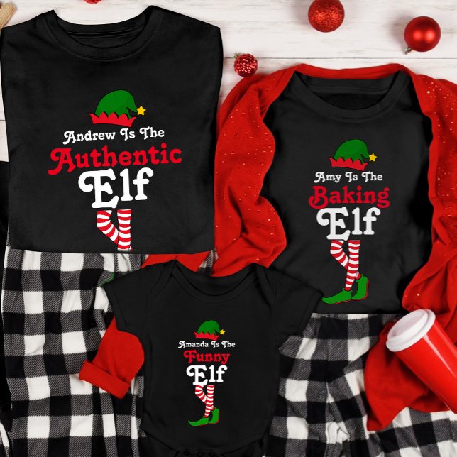 Funny Personalisiert Elf Squad Matching Weihnachte T-Shirt (Von Creator hochgeladen)