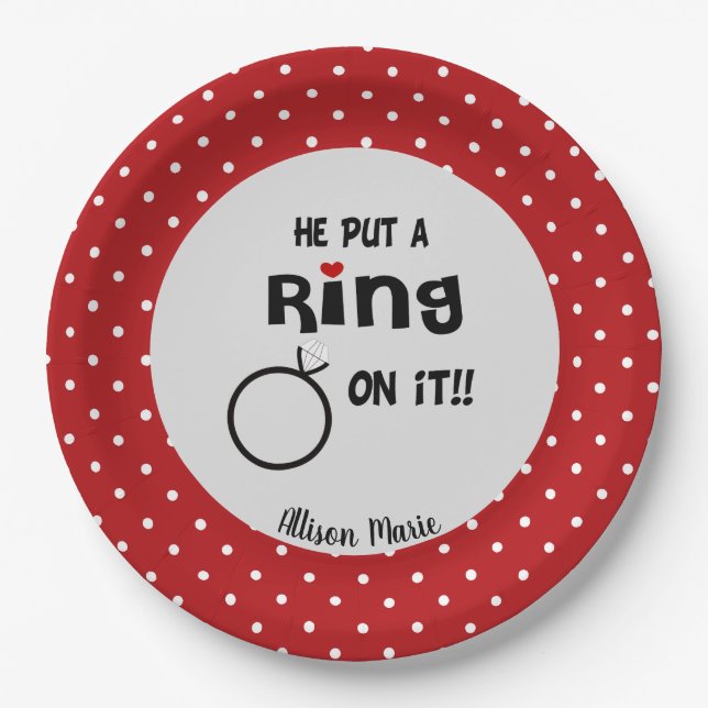 Funny Personalisiert Er setzte einen Ring drauf Pappteller (Vorderseite)