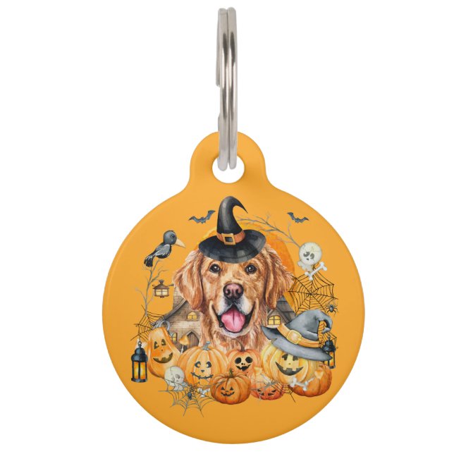 Funny Personalisiert Golden Retriever Hund Hallowe Haustiermarke (Vorderseite)