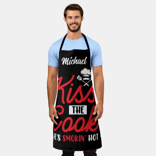 Funny Personalisiert Kiss The Cook Schürze (Getragen)