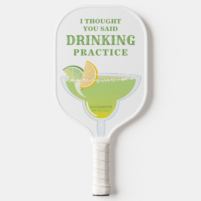 Funny Personalisiert Margarita Grün und Weiß Pickleball Schläger (Vorderseite)