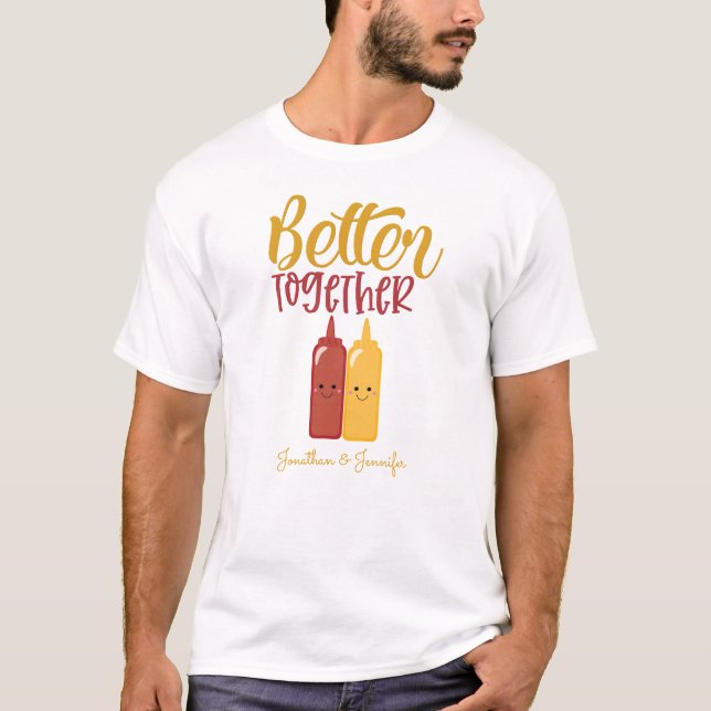 Funny Personalisiert Men's Mustard Ketchup Couples T-Shirt (Vorderseite)