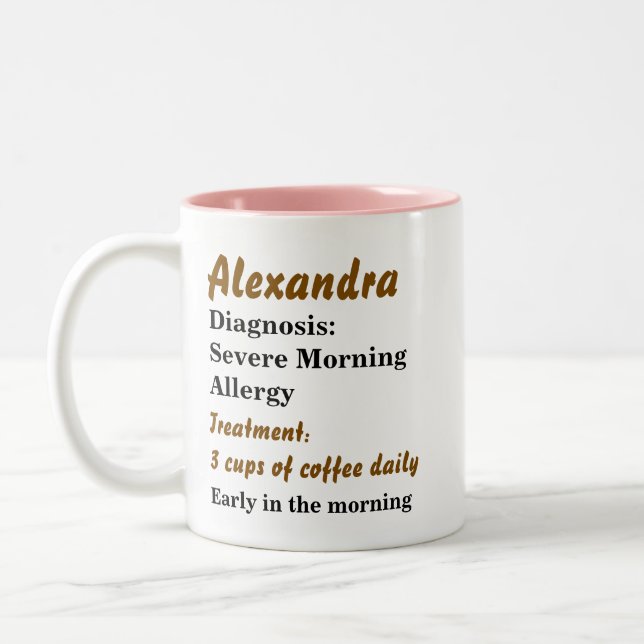 Funny Personalisiert Morning Allergie Zweifarbige Tasse (Links)