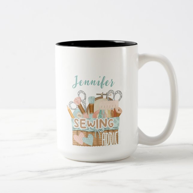 Funny Personalisiert Name Seamstress Nähen Addict Zweifarbige Tasse (Rechts)