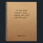Funny Personalisiert Notes Office-Meeting Notizbuch<br><div class="desc">Das lustige Personalisiert Notes Office Meeting Notebook enthält den Text "Wenn der Plan nicht funktioniert, ändern Sie den Plan nicht das Ziel" mit dem personalisierten Namen unten auf einem geschlechtsneutralen rustikalen handwerklichen Hintergrund. Personalisieren Sie diese, indem Sie den Text in dem dafür vorgesehenen Textfeld bearbeiten. Entwickelt für Sie von ©Evco...</div>
