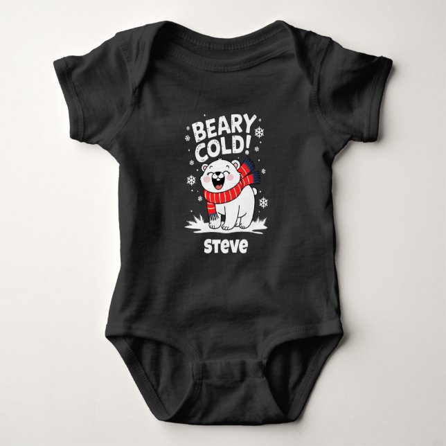 Funny Personalisiert Polar Beary Cold Weihnachten Baby Strampler (Vorderseite)