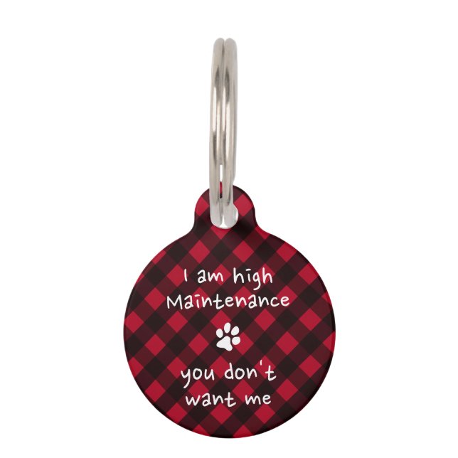 Funny Personalisiert Red Buffalo Kariert Puppy Dog Haustiermarke (Vorderseite)