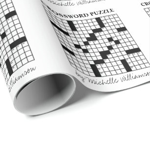 Funny Personalisiert Schwarz-weiß Crossword Puzzle Geschenkpapier
