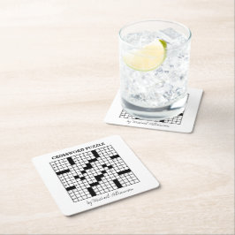 Funny Personalisiert Schwarz-weiß Crossword Puzzle Rechteckiger Pappuntersetzer