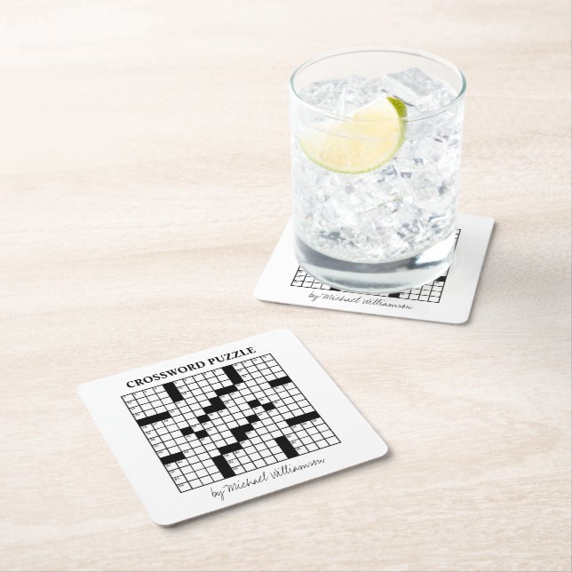 Funny Personalisiert Schwarz-weiß Crossword Puzzle Rechteckiger Pappuntersetzer (Vor Ort)