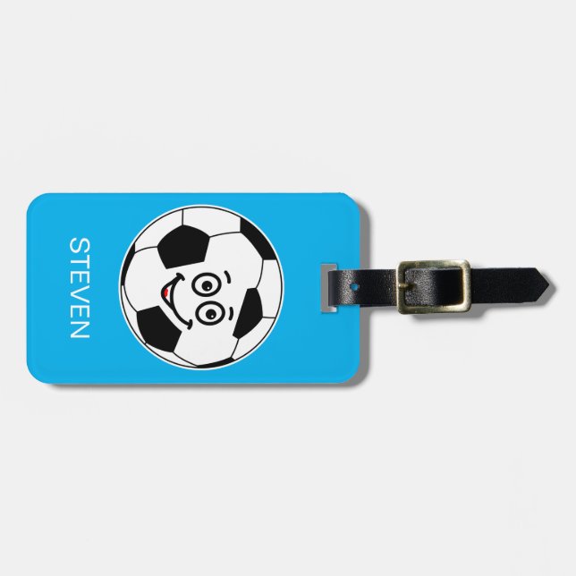 Funny Personalisiert Sport Fußball Blau Gepäckanhänger (Vorderseite horizontal)