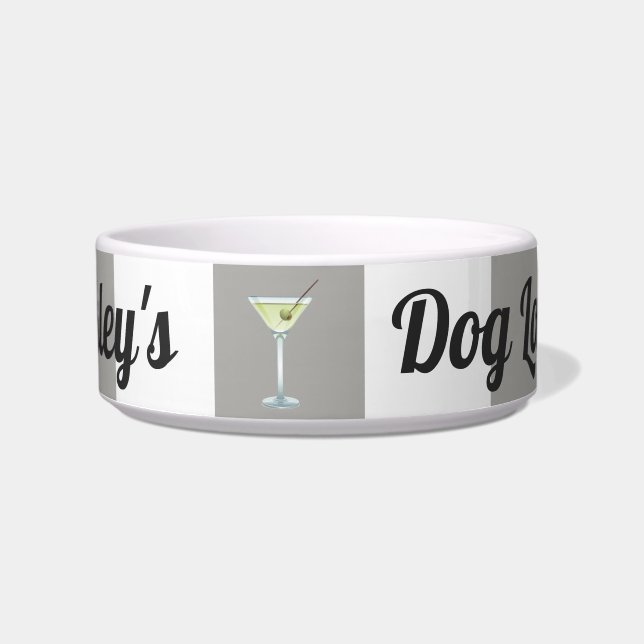 Funny Personalisiert Taupe Stripes Dog Lounge Napf (Vorderseite)
