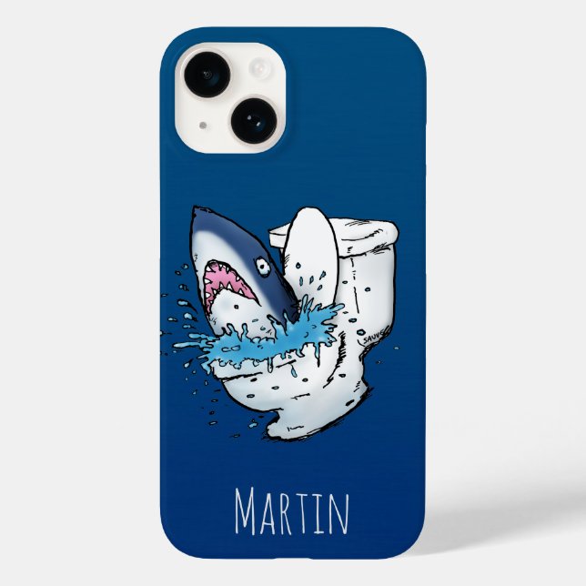 Funny Personalisiert Toilet Shark Case-Mate iPhone 14 Hülle (Rückseite)