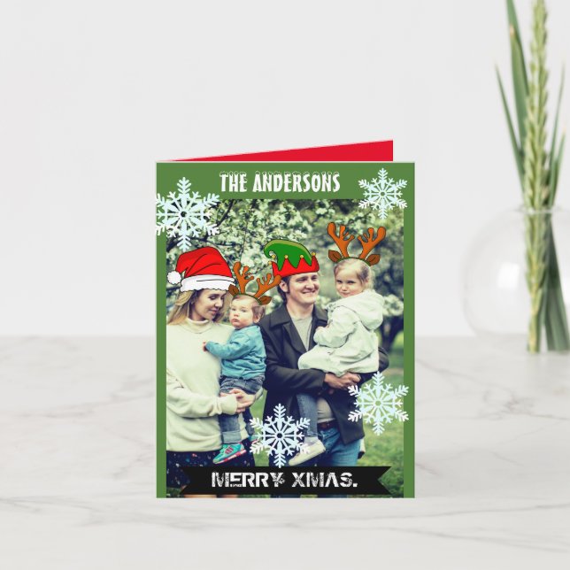 Funny personalisiert Weihnachtshüte Foto Einladung (Vorderseite)