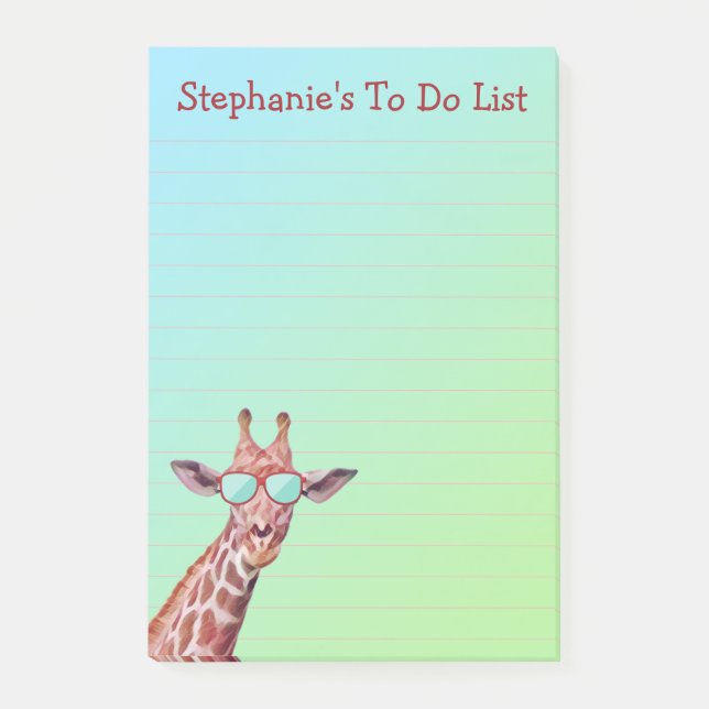 Funny Personalisierte Giraffe To Do List on Blue  Post-it Klebezettel (Vorderseite)