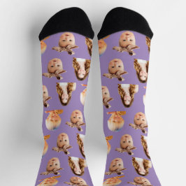 Funny Personalisierte Mama 3 Kids Foto Lila Socken