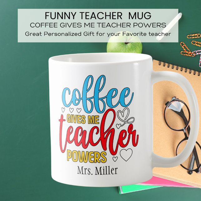 Funny Personalisierter Kaffee gibt Teacher-Powern Kaffeetasse (Von Creator hochgeladen)
