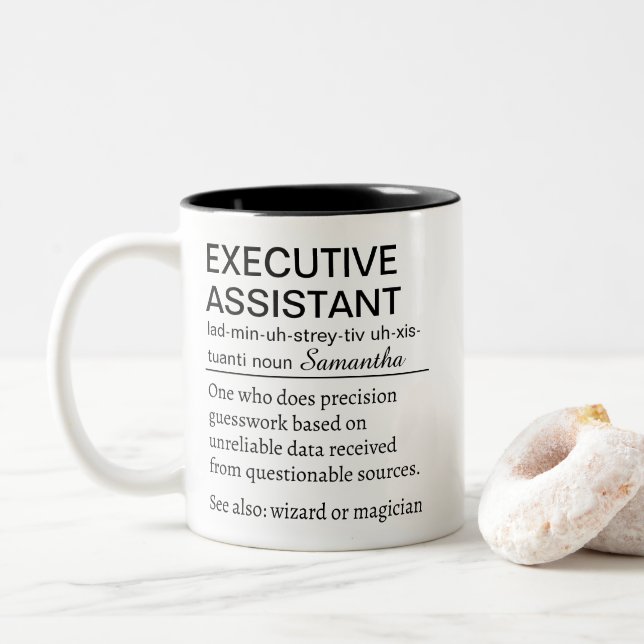 Funny Personalized Executive Assistant Definition  Zweifarbige Tasse (Mit Donut)