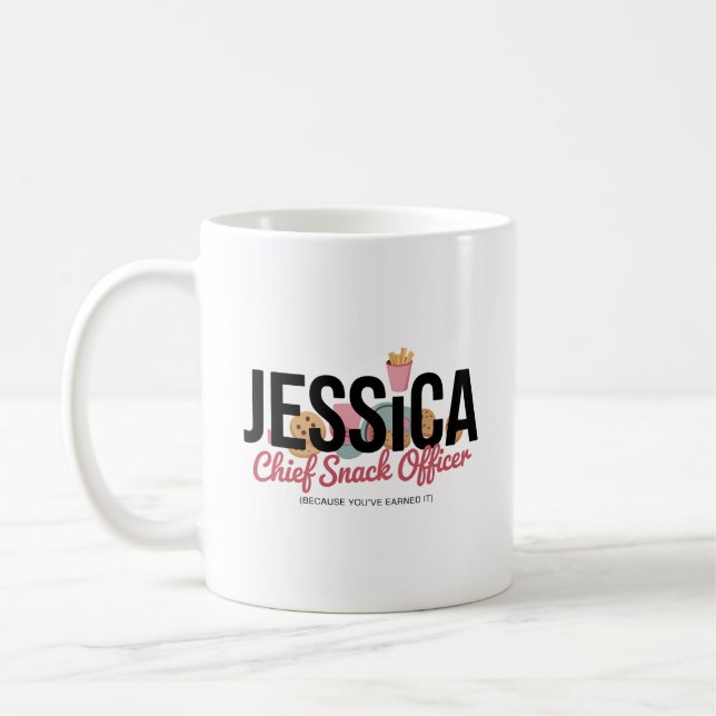 Funny Personalized Name Mug – Chief Snack Officer (Gauche)