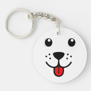 Funny Pet Animal Hund Welpe Happy Emoticon Gesicht Schlüsselanhänger
