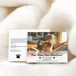 Funny pet Foto pflegt neue Adresse Zuhause bewegen Ankündigungspostkarte