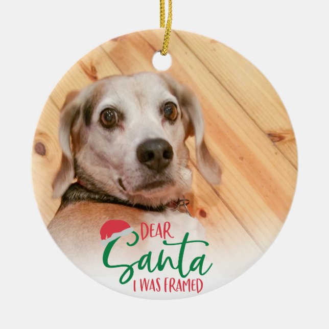 Funny Pet Foto Santa I war Gerahmt Keramik Ornament (Vorne)