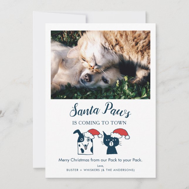 Funny Pet Foto Santa Paws Katze Weihnachten (Vorderseite)