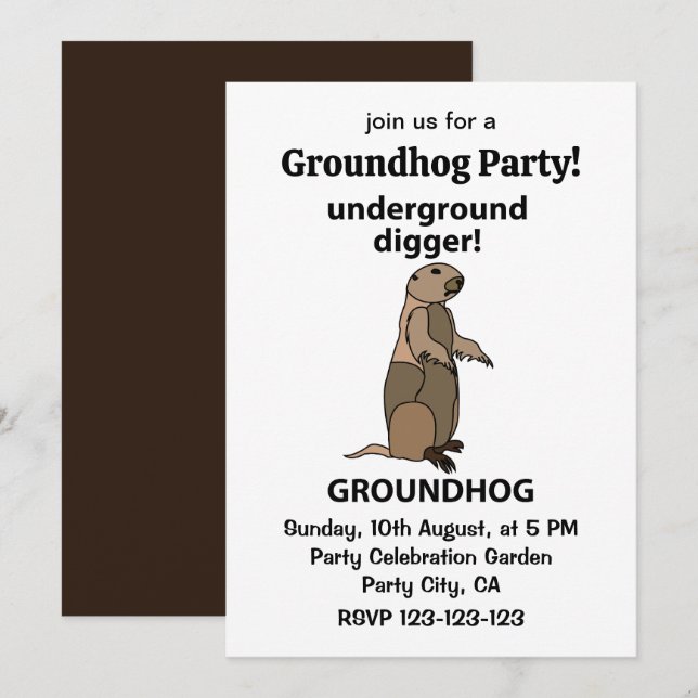 Funny Pet Groundhog Einladung (Vorne/Hinten)