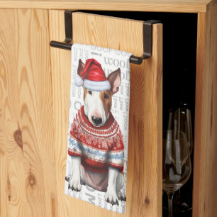 Funny Pet Lover Holiday Bull Terrier Dog Weihnacht Geschirrtuch