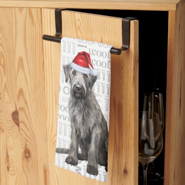 Funny Pet Lover Holiday Wolfhound Dog Christmas Geschirrtuch (Drittel gefaltet)