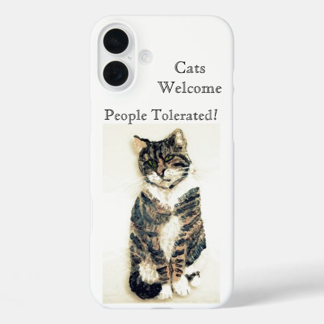 Funny Pet Quote Tabby Cat iPhone 16 Plus Hülle (Rückseite)