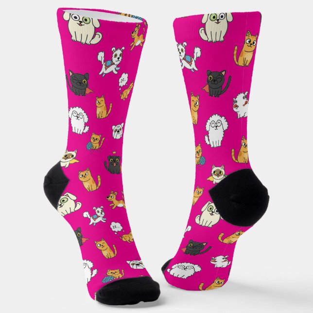 Funny Pets Pattern Crew Socks Socken (Gewinkelt)