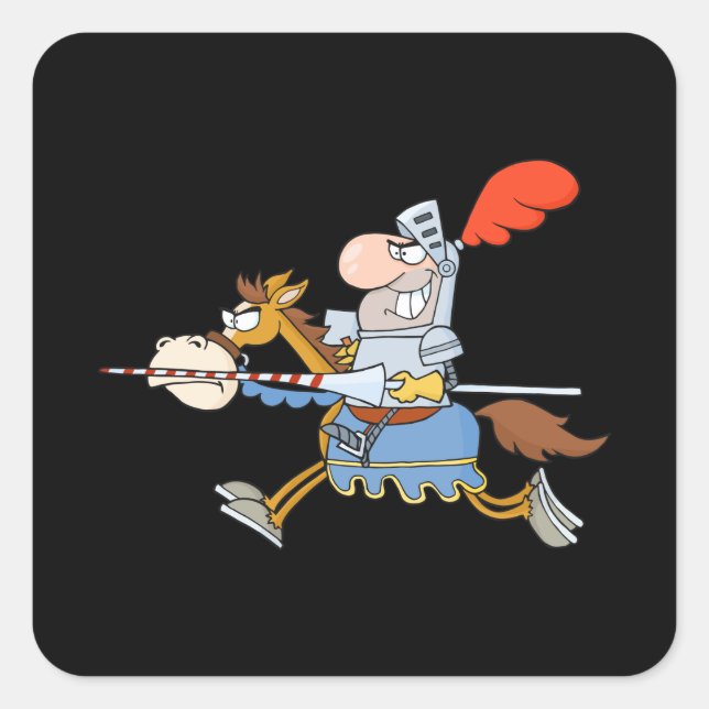 Funny Pferd Cartoon Quadratischer Aufkleber (Vorderseite)