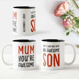 Funny Phantastisch Mama Son Modern Red Black Typog Zweifarbige Tasse
