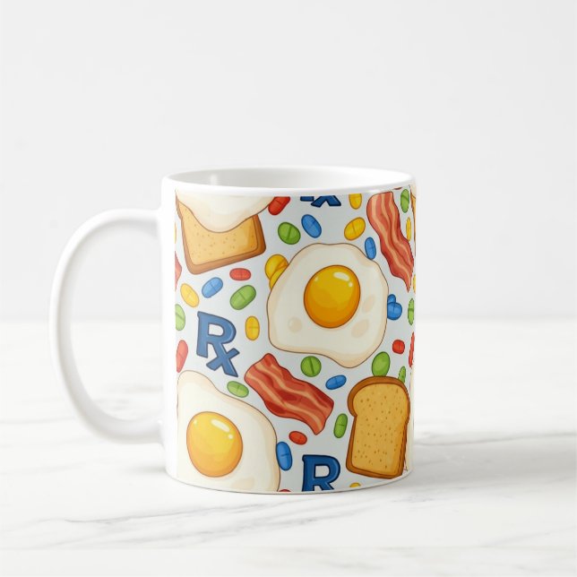Funny Pharmacy Breakfast Rx Pattern Kaffeetasse (Links)