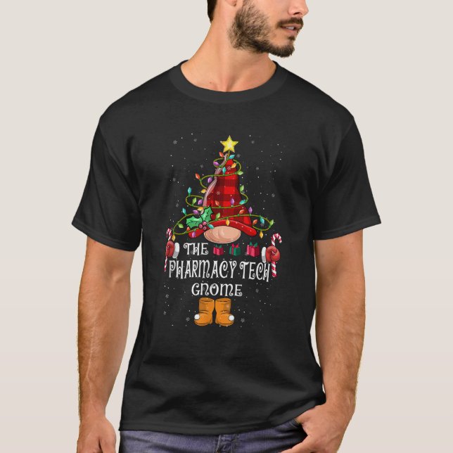 Funny Pharmacy Tech Gnome Christmas Gnome Matching T-Shirt (Vorderseite)